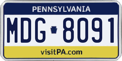 PA license plate MDG8091