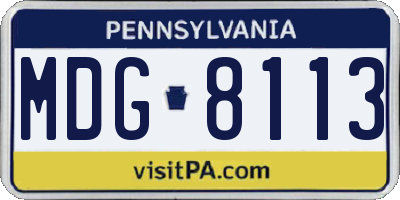 PA license plate MDG8113