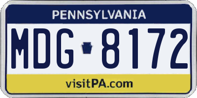 PA license plate MDG8172