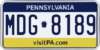 PA license plate MDG8189
