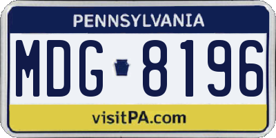 PA license plate MDG8196