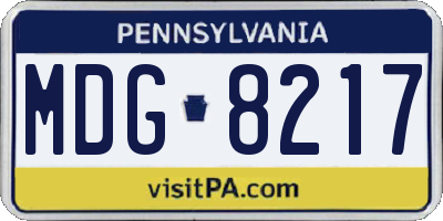 PA license plate MDG8217