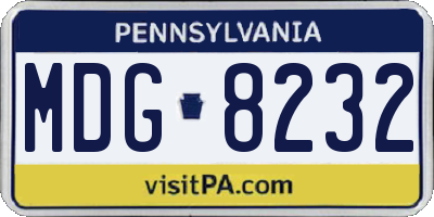 PA license plate MDG8232