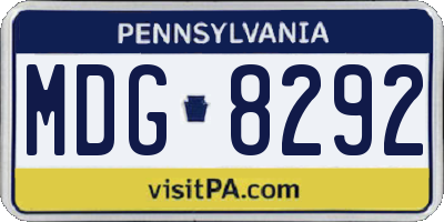 PA license plate MDG8292