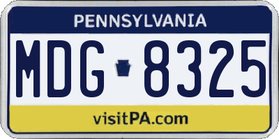 PA license plate MDG8325
