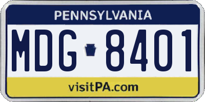 PA license plate MDG8401