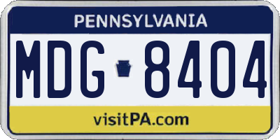 PA license plate MDG8404