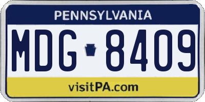 PA license plate MDG8409
