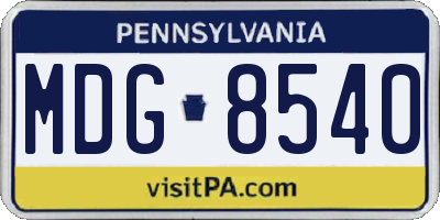 PA license plate MDG8540