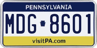 PA license plate MDG8601