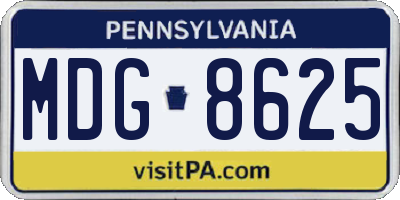 PA license plate MDG8625