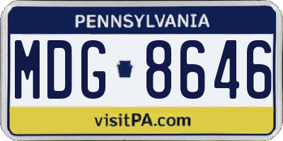 PA license plate MDG8646