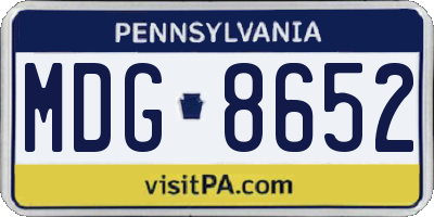 PA license plate MDG8652