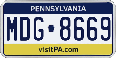 PA license plate MDG8669