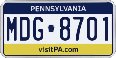 PA license plate MDG8701