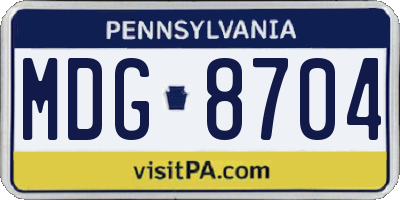 PA license plate MDG8704