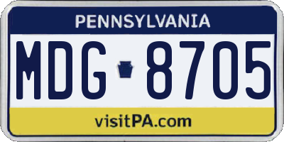 PA license plate MDG8705