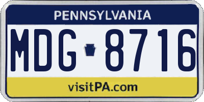 PA license plate MDG8716