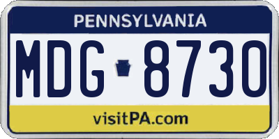 PA license plate MDG8730