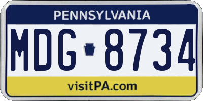 PA license plate MDG8734