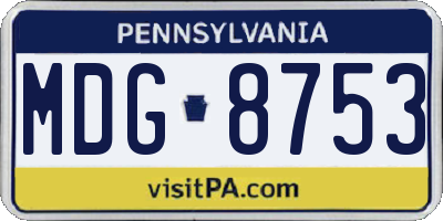 PA license plate MDG8753