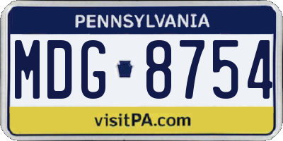 PA license plate MDG8754