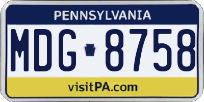 PA license plate MDG8758