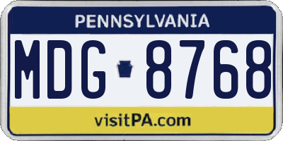 PA license plate MDG8768