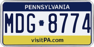 PA license plate MDG8774
