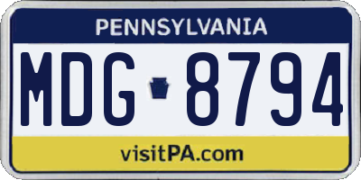 PA license plate MDG8794