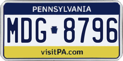 PA license plate MDG8796