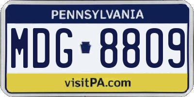 PA license plate MDG8809