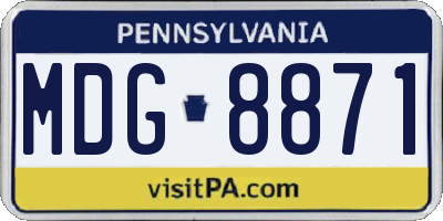 PA license plate MDG8871