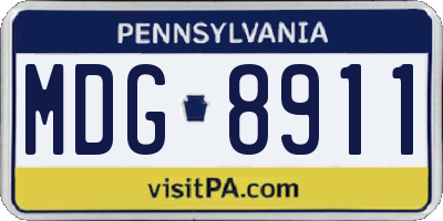 PA license plate MDG8911