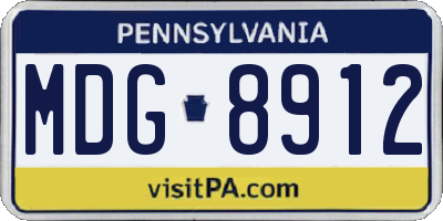 PA license plate MDG8912