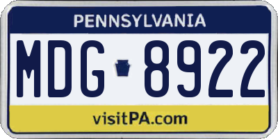 PA license plate MDG8922