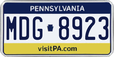PA license plate MDG8923