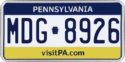 PA license plate MDG8926
