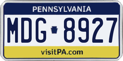 PA license plate MDG8927