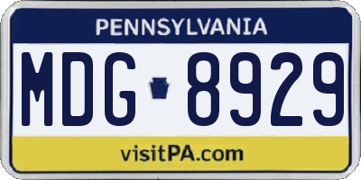 PA license plate MDG8929