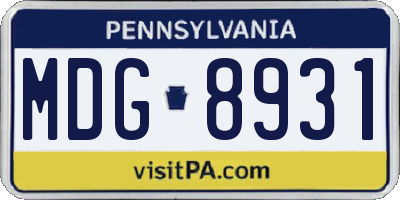 PA license plate MDG8931