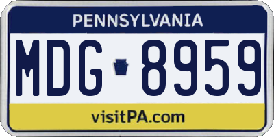 PA license plate MDG8959