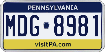 PA license plate MDG8981