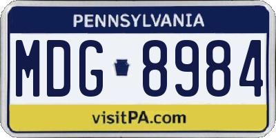 PA license plate MDG8984