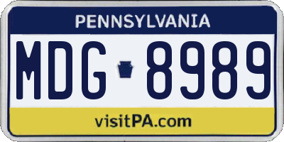 PA license plate MDG8989
