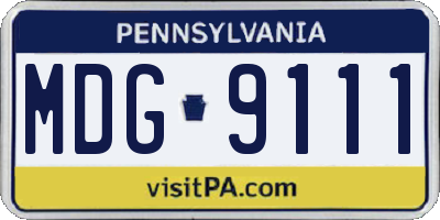 PA license plate MDG9111