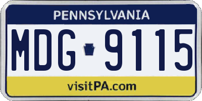 PA license plate MDG9115