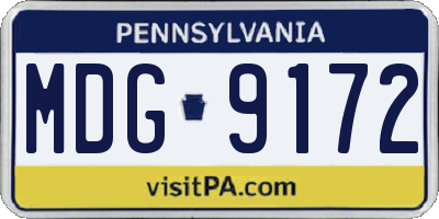 PA license plate MDG9172