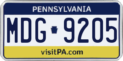 PA license plate MDG9205