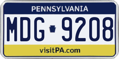 PA license plate MDG9208
